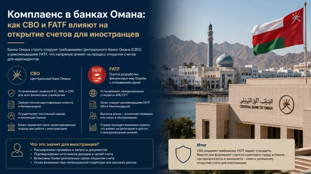 Комплаенс в банках Омана как CBO и FATF влияют на открытие счетов для иностранцев