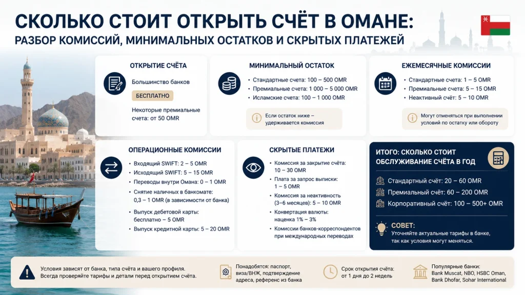 Сколько стоит открыть счёт в Омане разбор комиссий, минимальных остатков и скрытых платежей